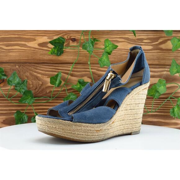 Michael Kors Sz 6.5 M Blue Gladiator Fabric Women Sandals - Picture 1 of 7